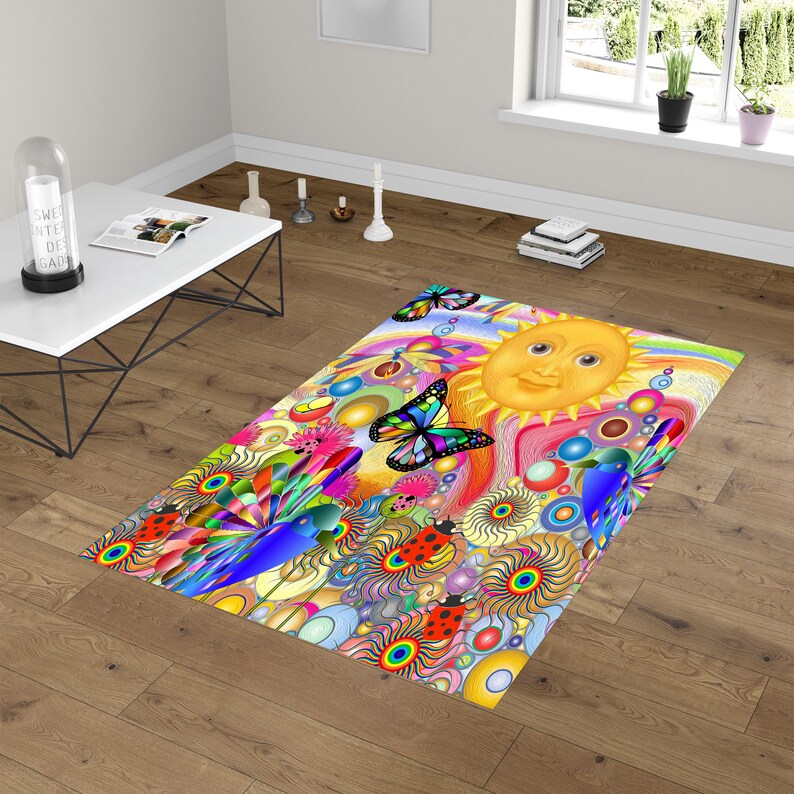 Psychedelic Sunshine Rug Area Rug Throw Rug 4 Sizes Etsy