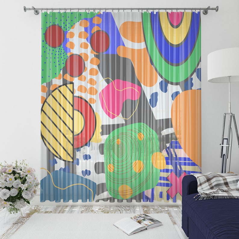 Colorful Abstract Window Curtains - Etsy