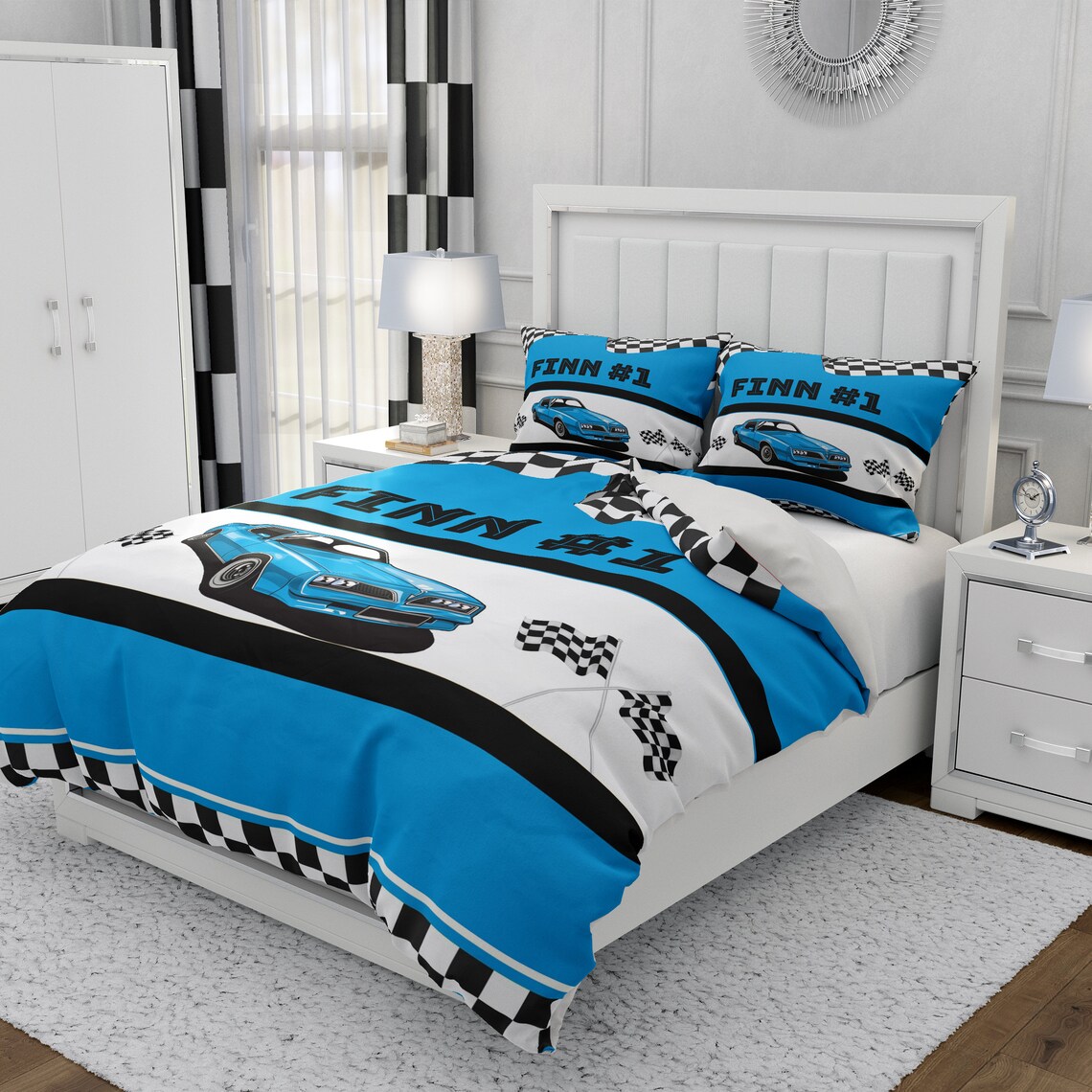 Personalized Race Car Comforter Duvet Cover Pillow Shams Etsy