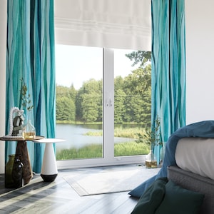 Window Curtains Boho Turquoise Watercolor