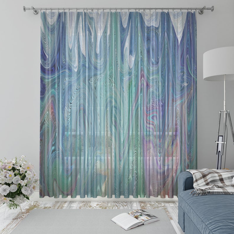 Frankie Boho Swirls Sheer Window Curtains Boho Home Decor