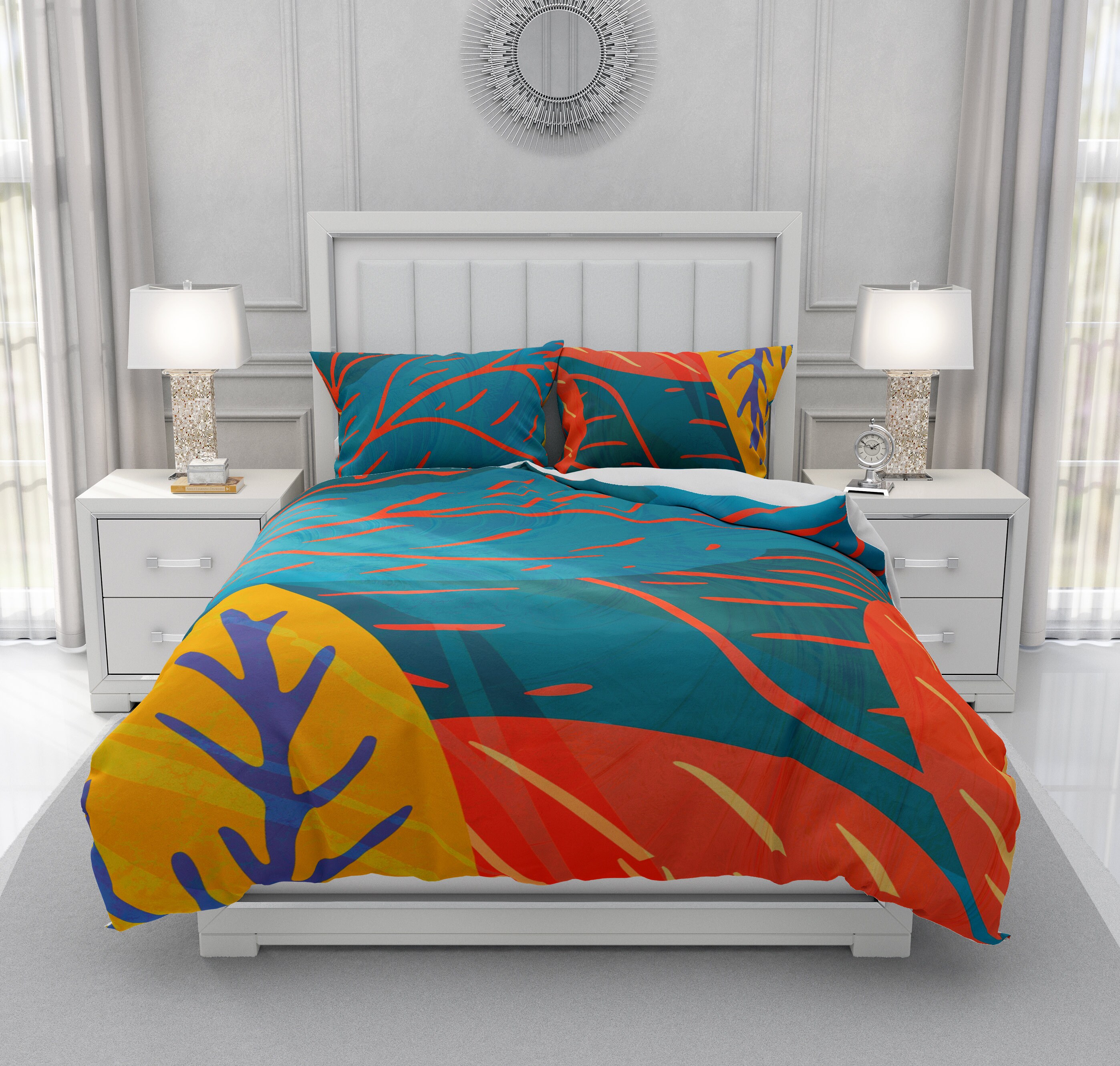 Memphis Autumn Bedding Abstract Comforter Colorful Duvet Cover