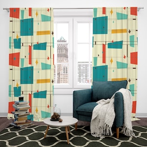 Window Curtains Mid Century Modern Design Window Treatments, Retro Curtains
