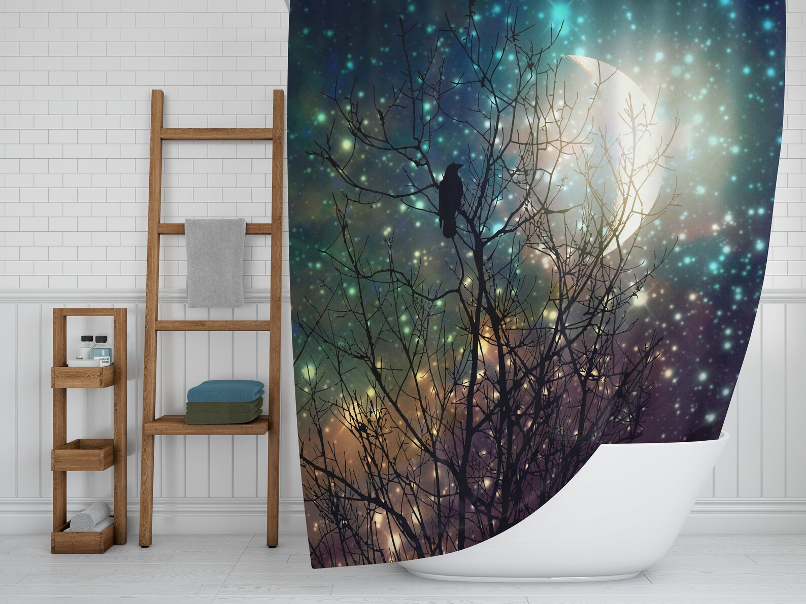 Full Moon Shower Curtain Etsy
