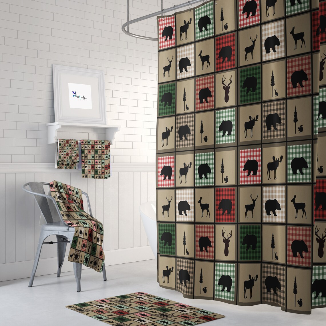 Rustic Lodge Shower Curtain Optional Bathroom Set Buffalo Etsy