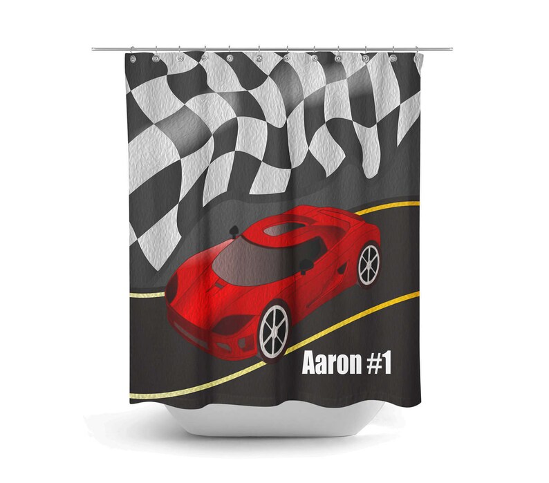 Personalized Race Car Shower Curtain Etsy