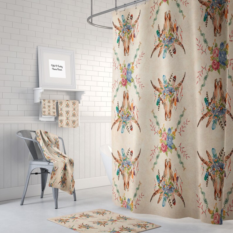 Boho Chic Shower Curtain Bath Towels Bath Mat Southwest Etsy