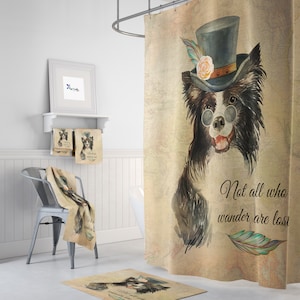 Shower Curtain, Industrial Steampunk, Border Collie, Bath Mat, Bath Towels, Hand Towels