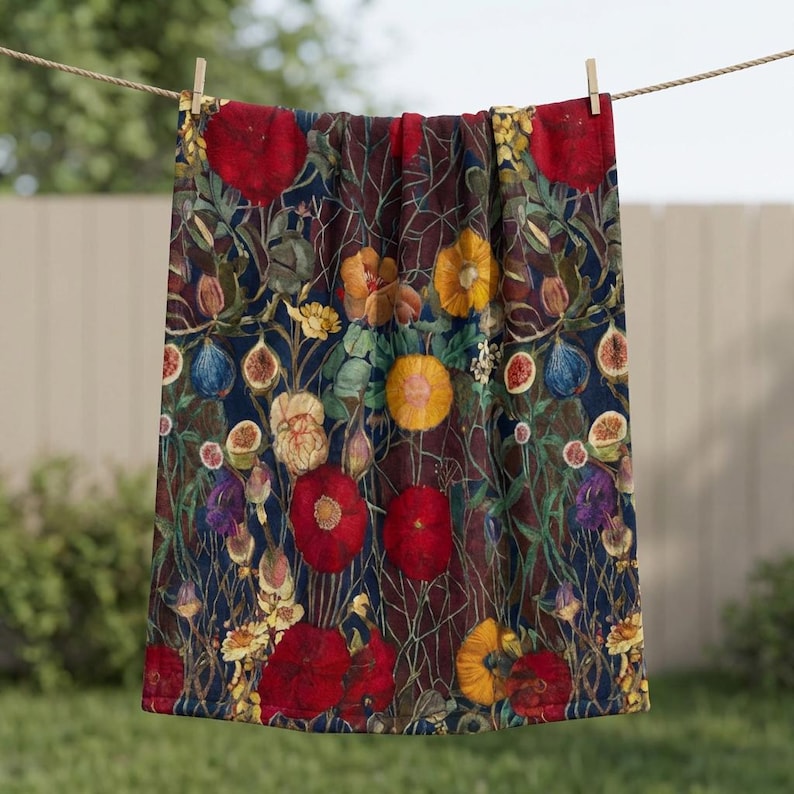 Floral Sherpa Fleece Blanket Klimt Inspired Bild 5