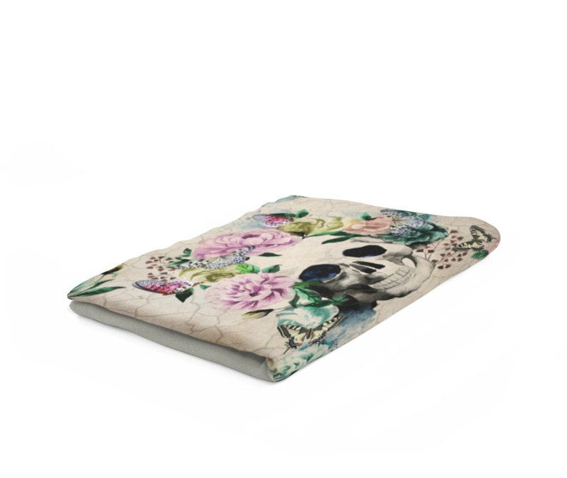 day Of The Dead Butterfly Floral Plush Fleece Sugar Skull Blanket Vintage Inspired