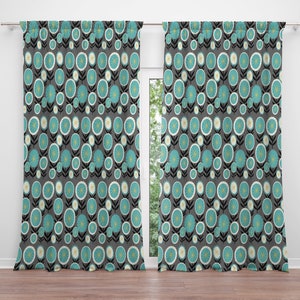 Mid Century Modern Window Curtains Funky Floral