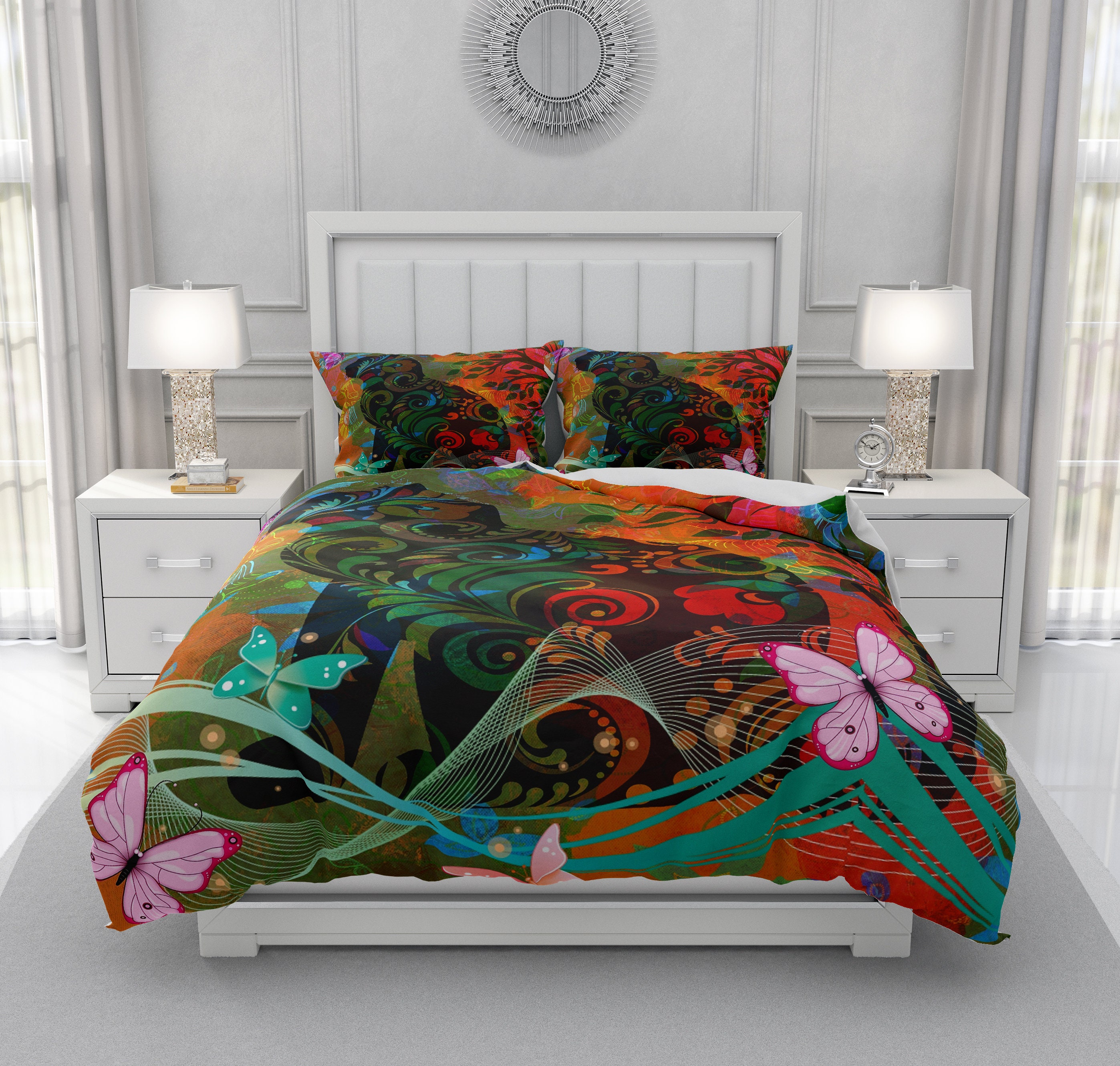 Psychedelic Cat Comforter Cat Bedding Duvet Cover Doona Etsy