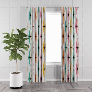 Mid Century Modern Window Curtains Atomic Diamonds