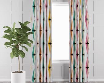 Mid Century Modern Window Curtains Atomic Diamonds
