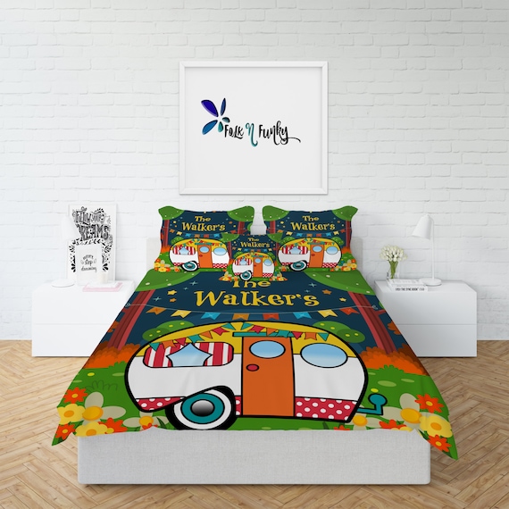 Personalized Bedding Comforter Duvet Cover Vintage Camper