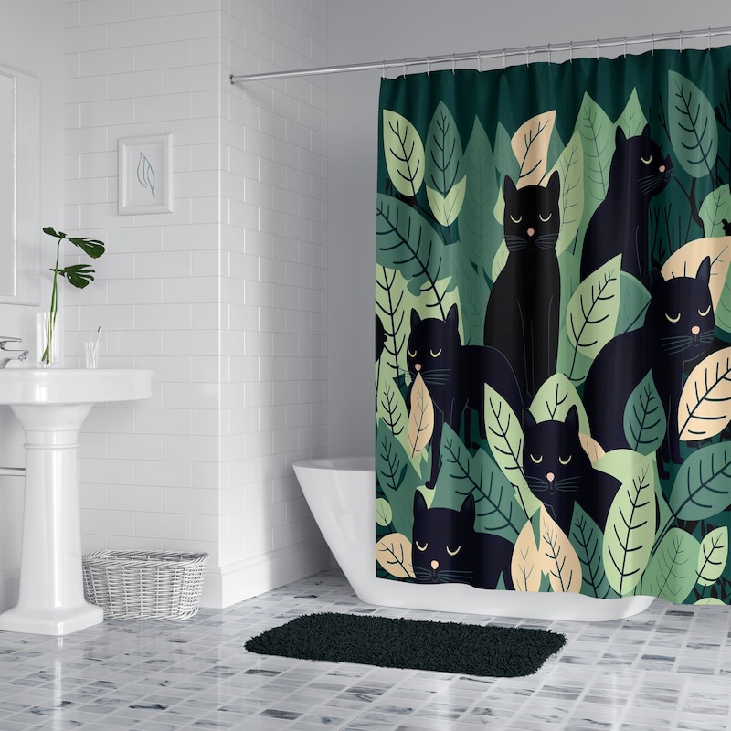 Cat Shower Curtain - Etsy
