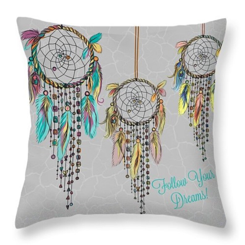 Dream Catcher Throw Pillow Boho Chic Follow Your Dreams Etsy