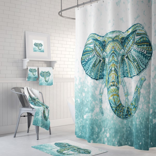 Aqua Elephant Etsy