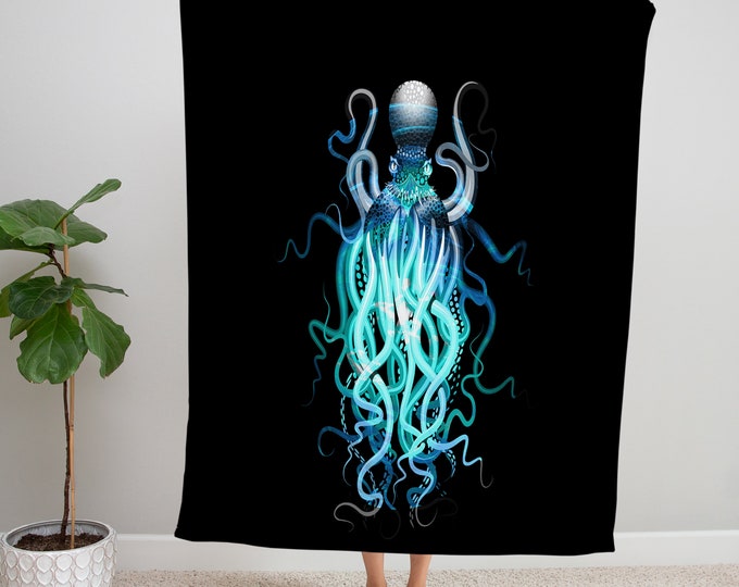Black Octopus Sherpa Blanket