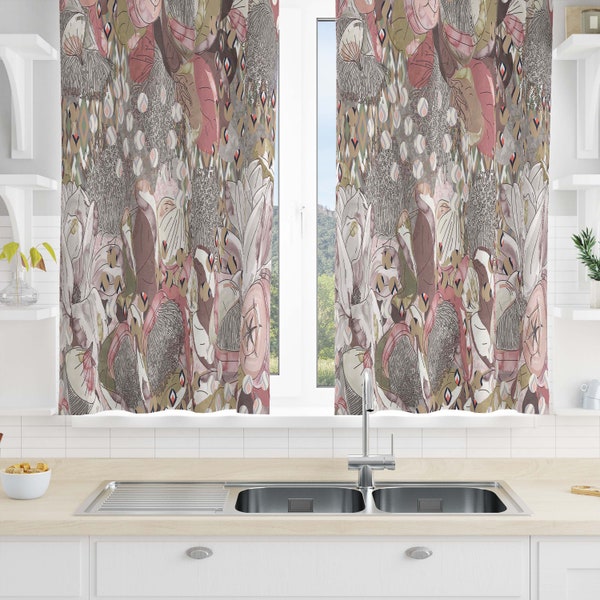 Blush Floral Curtains Etsy
