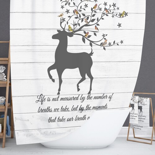 Nordic Bear Shower Curtain Woodland Rustic Country Etsy