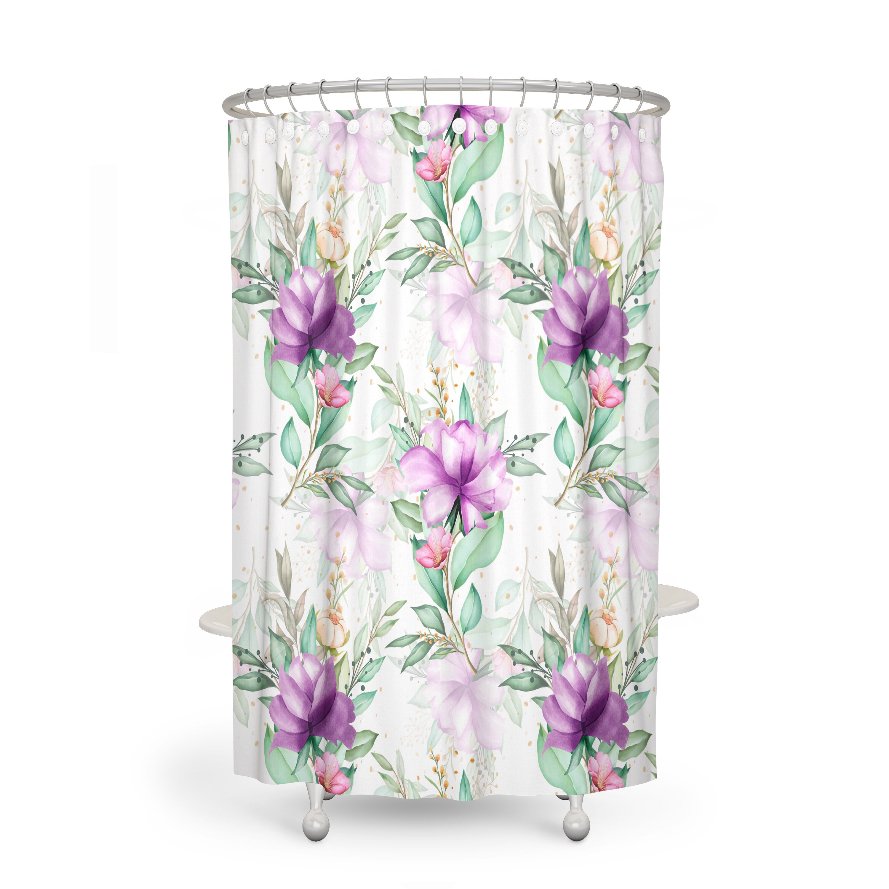 Purple Roses Floral Bathroom Decor Shower Curtain Bath Etsy UK