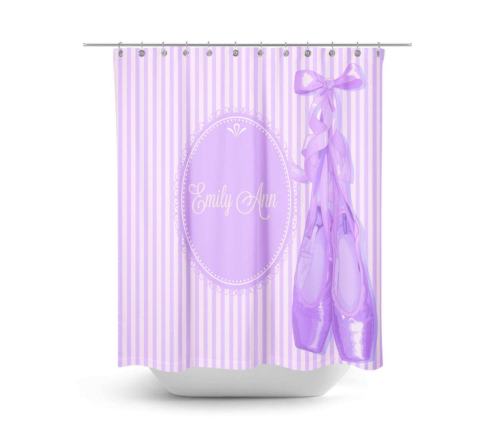 personalized ballet theme shower curtain optional bath mat/towels set