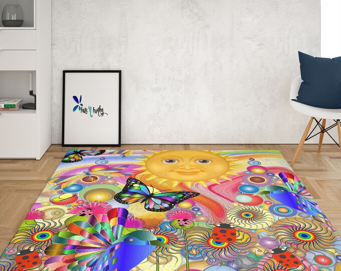 Psychedelic Sunshine Rug, Area Rug, Throw Rug, 4 Sizes Available