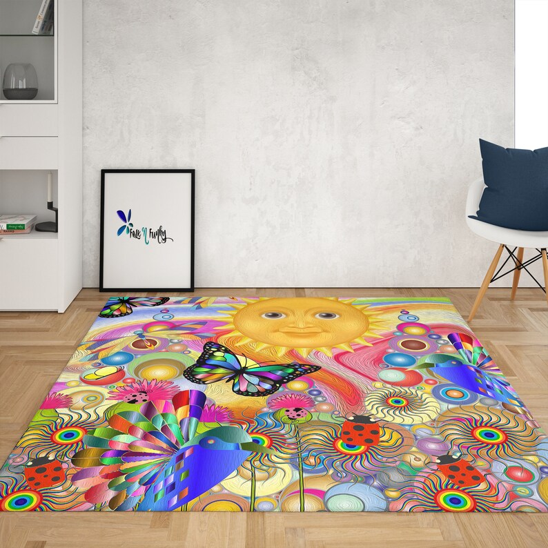 Psychedelic Sunshine Rug Area Rug Throw Rug 4 Sizes Etsy