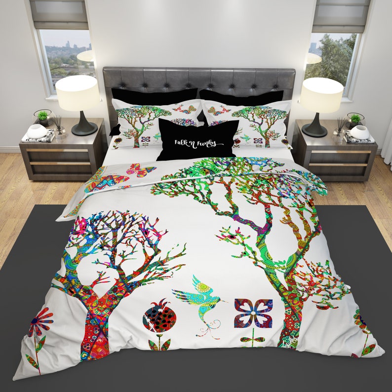 Bedding Comforter Duvet Cover Funky Forest Twin Full Etsy