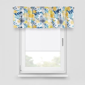 French Country Floral Window Curtains, Window Valance, Yellow and Blue ...