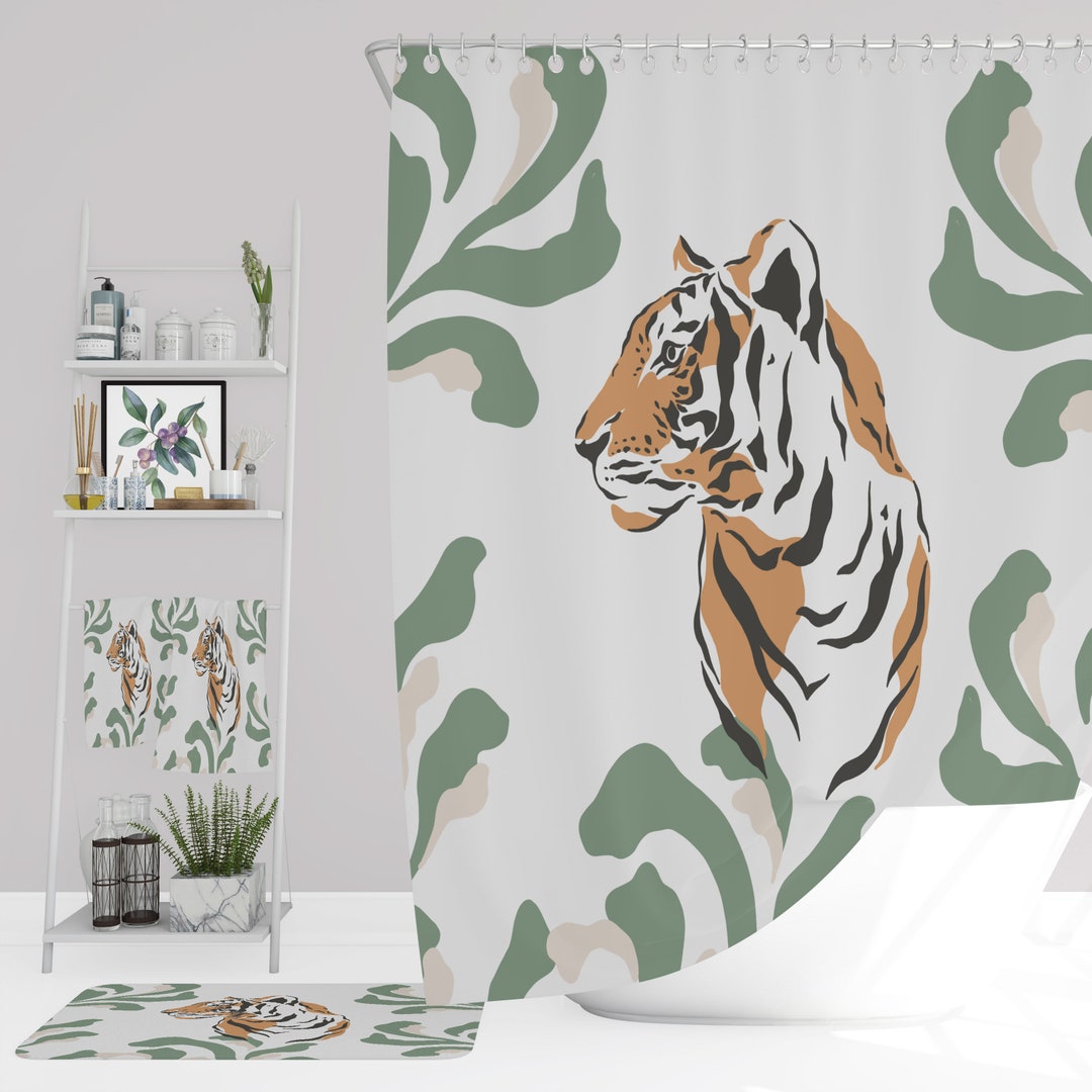 Safari Zebra Shower Curtain Options to Add Bath Mat towels Etsy
