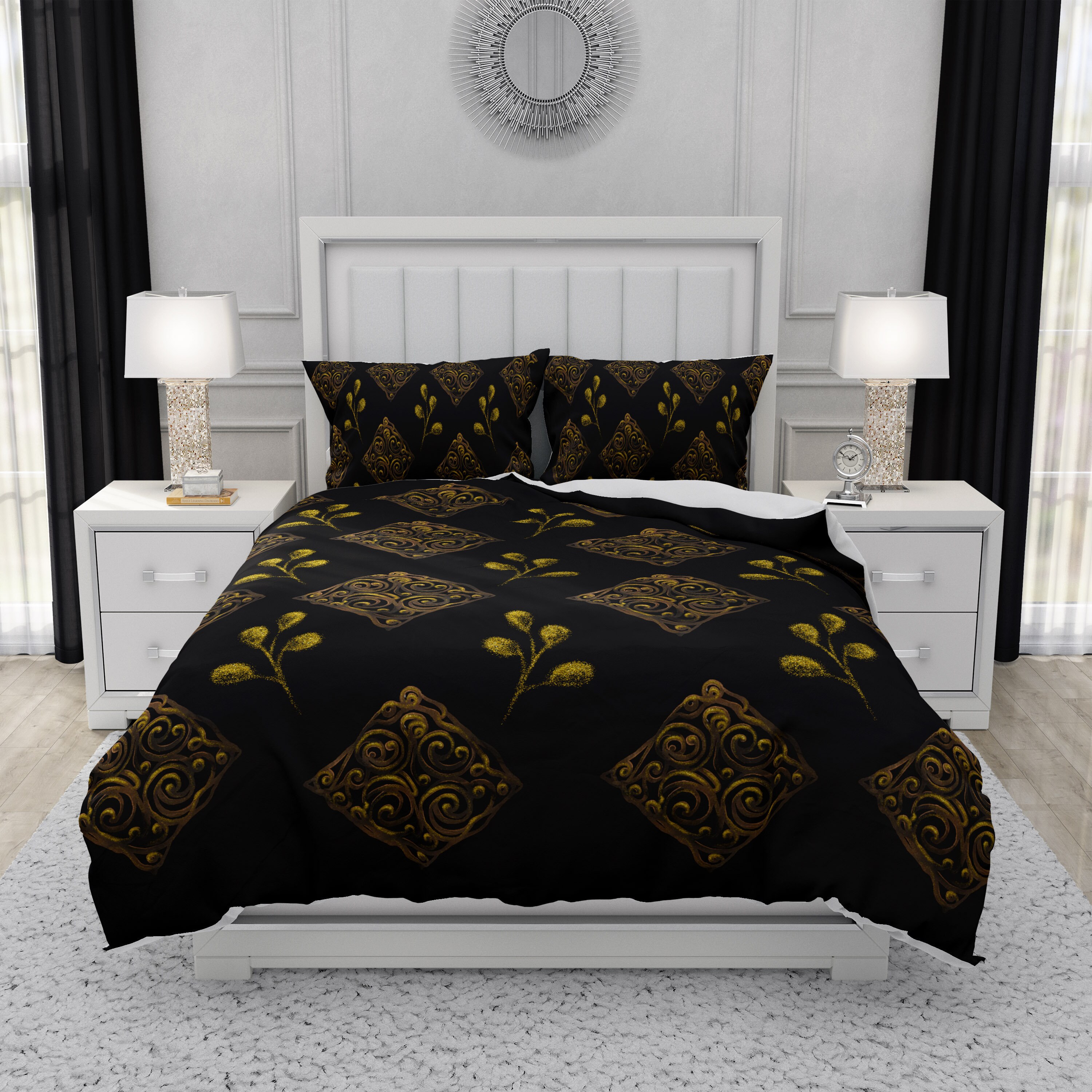 Black And Gold Bedding Set Comforter Or Duvet Cover Custom