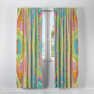Tropical Swirls Coastal Window Curtains Abstract Window Treatments
