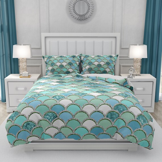Mermaid Scales Bedding Comforter Or Duvet Cover Set Twin Etsy