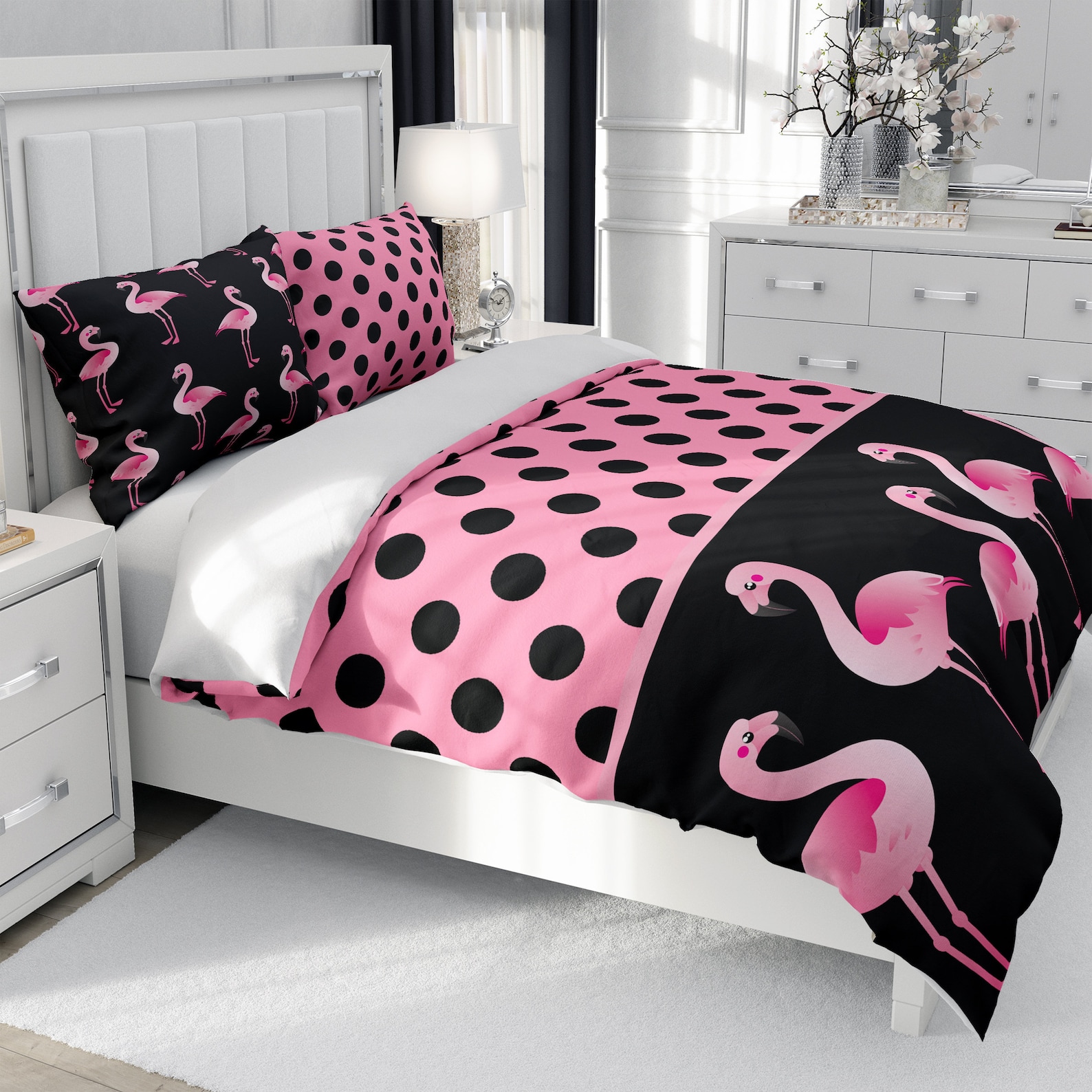 Flamingo Bedding Comforter Set Retro Design Etsy