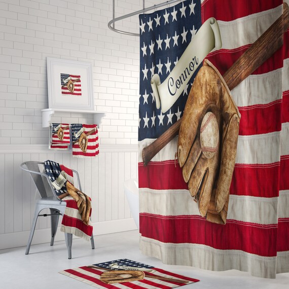 Personalized Baseball Shower Curtain Etsy