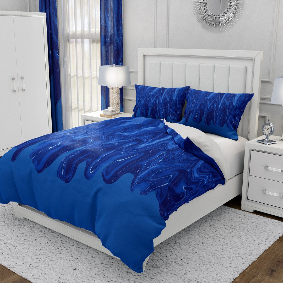 Moody Blue Boho Bedding Comforter or Duvet Set - Etsy