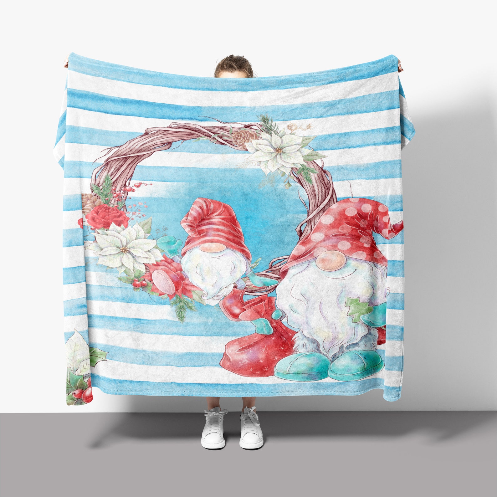 Winter Gnome Sherpa Throw Blanket Etsy