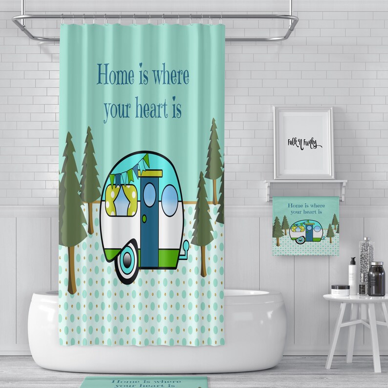 Shower Curtain Rv Size 47 X64 Home Is Where We Park It Etsy