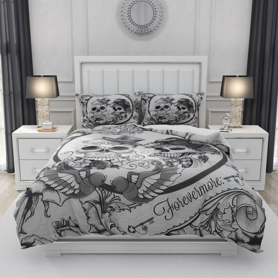 Sugar Skull Bedding Comforter Duvet Cover Forevermore Etsy