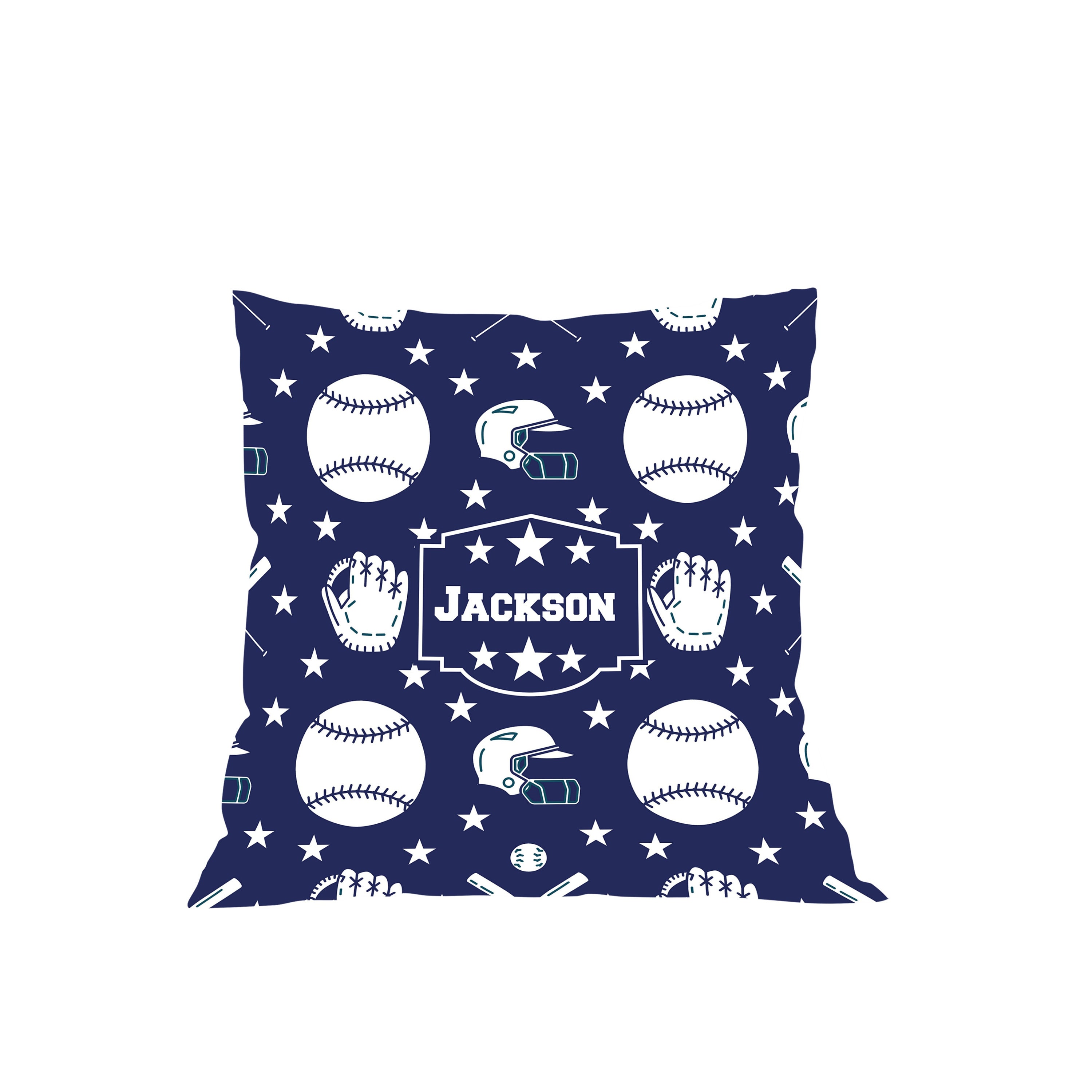 Personalized Throw Pillow Baseball Theme Blue And White