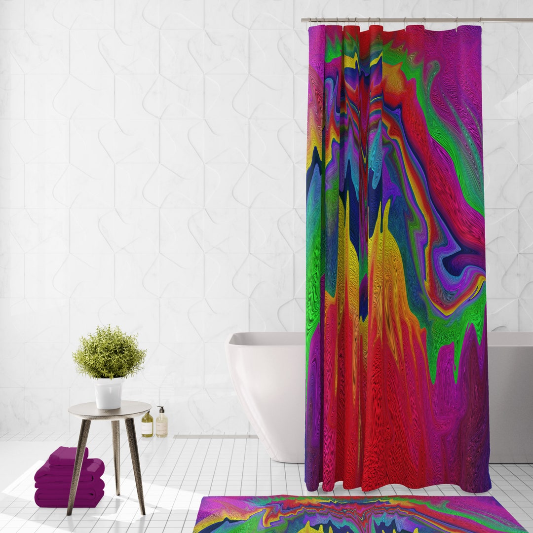 Boho Hippie Shower Curtain Retro Abstract Wild One Options Etsy