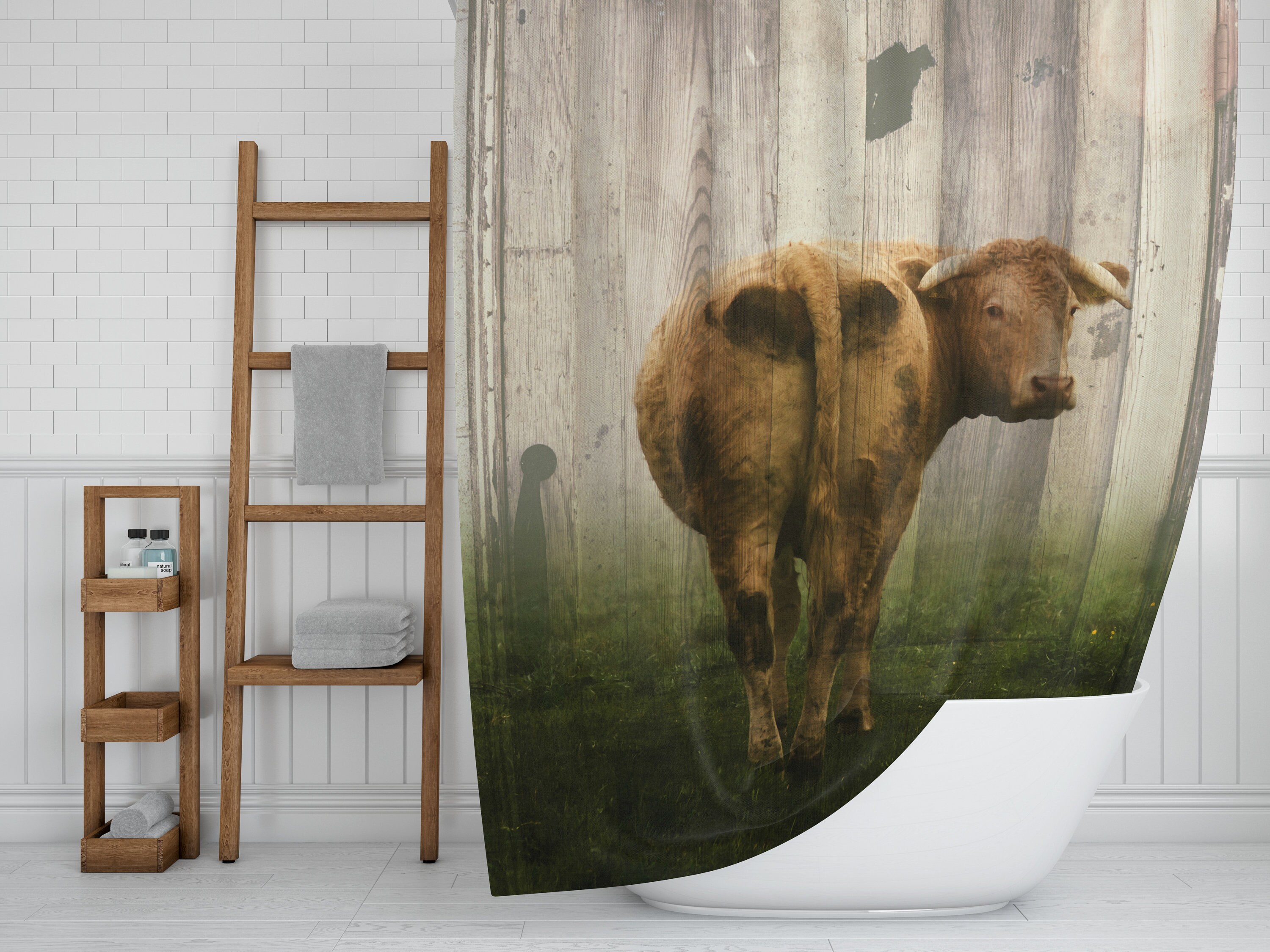 Rustic Cow Shower Curtain Etsy