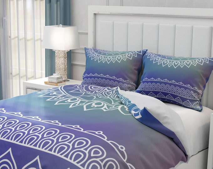 Comforter or Duvet Cover Gradient Purple Boho Design