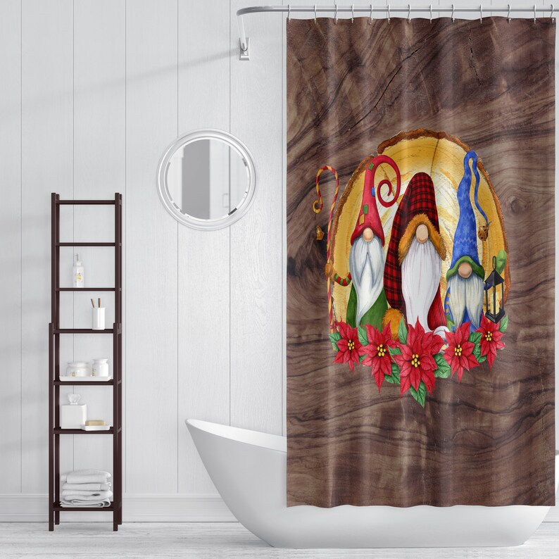 Nordic Gnome Christmas Shower Curtain Optional Towel and Bath Etsy