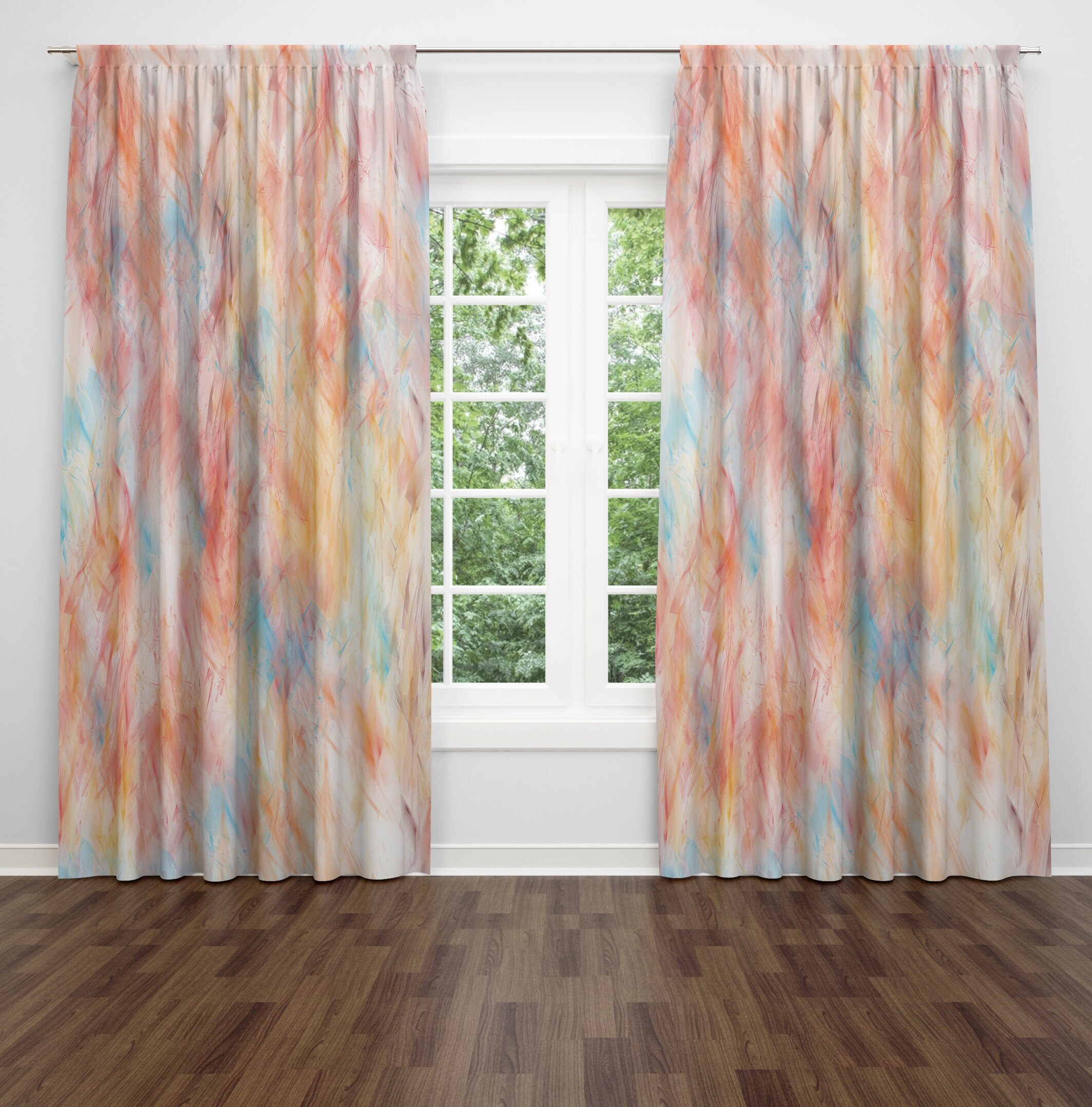 Watercolor Whispers Window Curtains, Blackout or Sheer Window Treatments