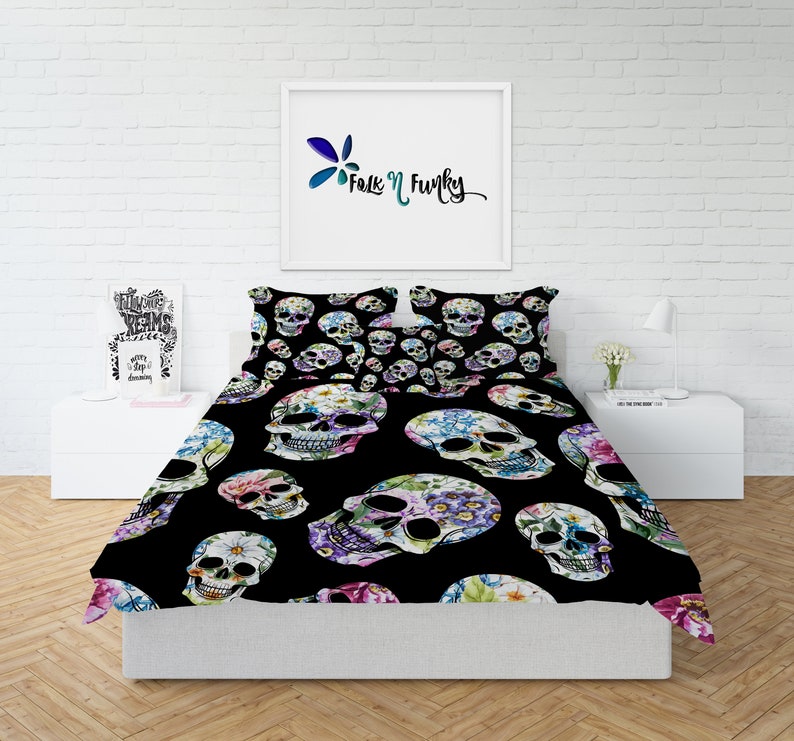 Sugar Skull Bedding Comforter Set Duvet Cover Fl Image 0