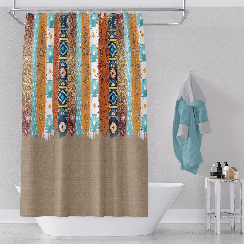 Southwest Fun Shower Curtain Bath Towel Bath Mat Build a Set Etsy