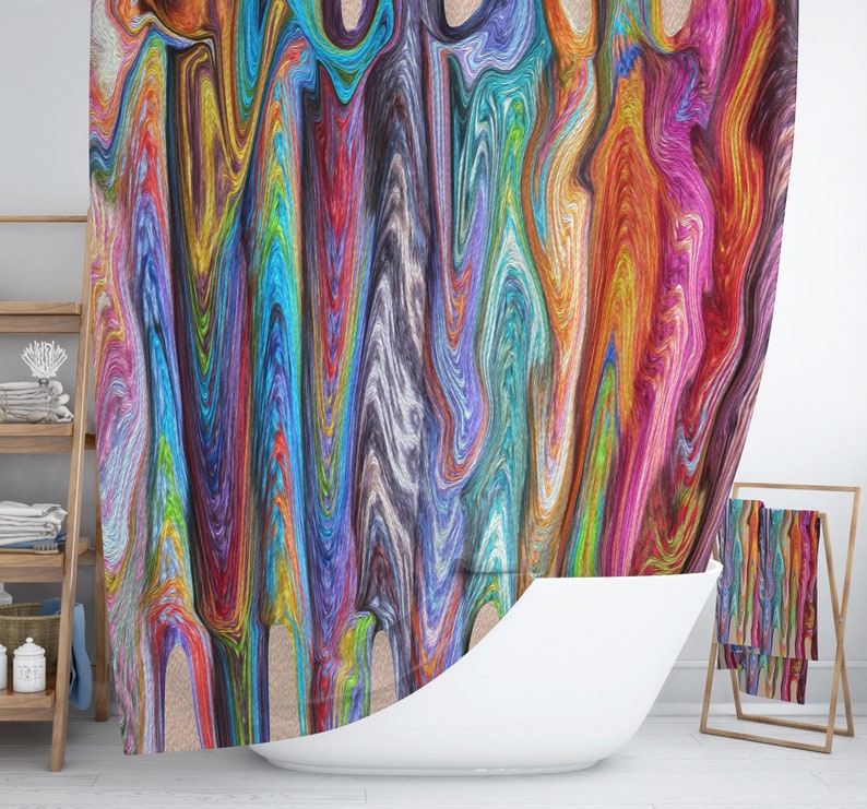 Boho Hippie Swirls Shower Curtain Optional Bath Mat Bathroom Etsy